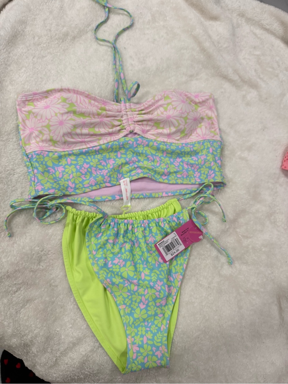 Kohl's Girls Pink & Lime Floral Two-Piece Swim Set